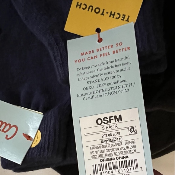 6 NEW Cat & Jack 3 Pack Kids Black Gray Blue Winter Gloves One Size Winter Fall - Picture 2 of 4